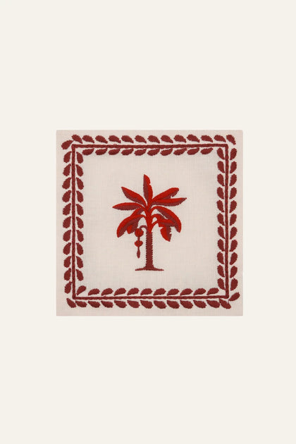 Platanera Cocktail Napkins in Red Set of 4